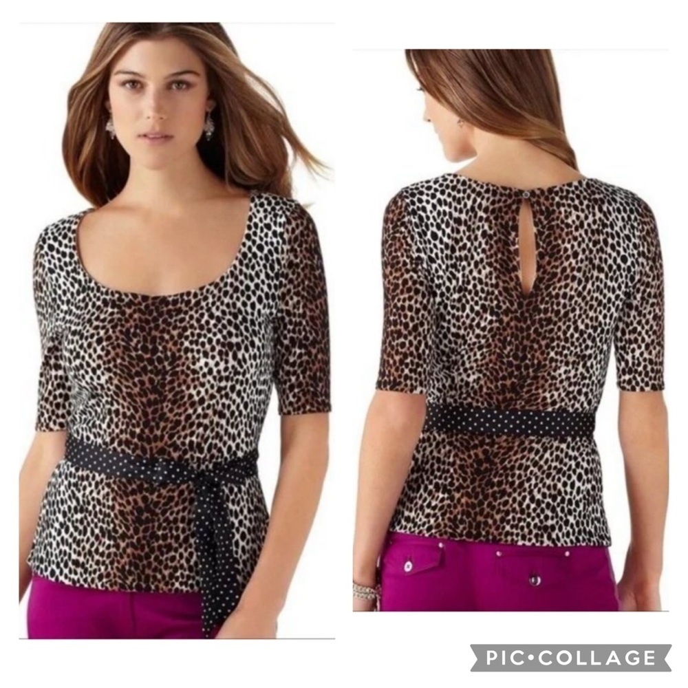 WHBM Leopard Print Peplum HemTop Large